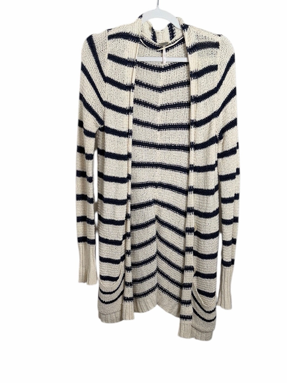Free People Beach Navy and White Stripe Knit Cardigan Sweater Size XS